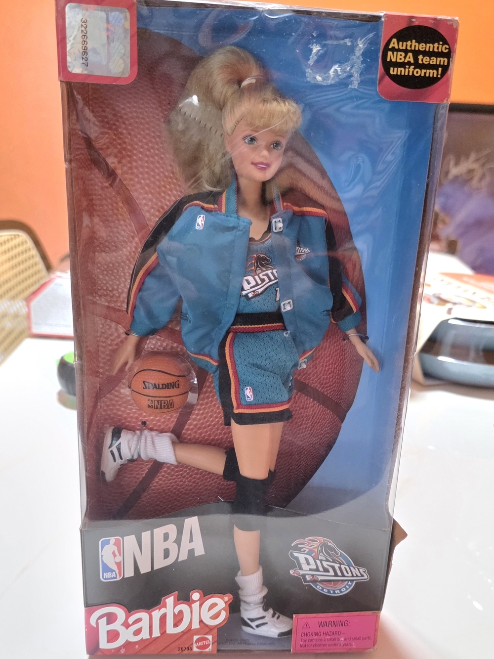 Vintage NBA Barbie Wearing A PISTONS Uniform.